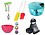 DIVINE HUBHandy Vegetable Plastic Chopper + Power Free Manual Hand Blender and Beater for Kitchen + Rice Bowl + 8pcs Measuring Cup and Spoon Set + Silicone Spatula & Oil Brush Set Combo (Multi colour) image 1