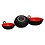 Caffeine Ceramic Handmade Stoneware Red and Black Serving Kadhai (Set of 3 Microwave & Dishwasher Safe) image 1