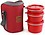 CELLO Maxfresh Hot Wave Stainless Steel 3 Container Lunch Box 225ml, 375ml and 550ml, Red | Outer Plastic and Inner Steel Lunch Box | Tiffin Box with Jacket | Ideal for College, Office image 1