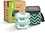 Allo FoodSafe Glass Lunch Box with Break Free Detachable Lock, Oven & Microwave Safe, Borosilicate Glass Container, Office Tiffin with Chevron Mint Bag, Set of 2, 310ml, Square image 1