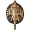 Two Moustaches Ganesh Face Brass Door Knocker with Plate Base image 1