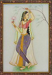 eCraftIndia Ragini with Lotus Marble Painting (Wooden Framed) - MultiColor