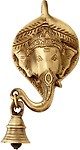 Two Moustaches Ganesh Face Wall Hanging With Bell