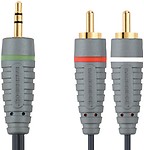 Bandridge BAL3402 2m Portable Audio Cable with 3.5mm and 2 x RCA Jack