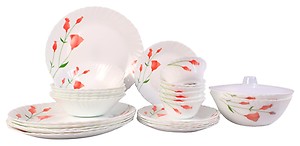 Larah Diana Opalware Glass Dinner Set, 25-Pieces, White price in India.