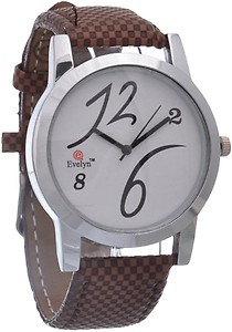 Evelyn Round Dial Brown Leather Strap Quartz Watch For Men price in India.