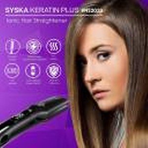 Syska Wide Plate KeratinPlus HS2020 Hair Straightener  (Black) price in .