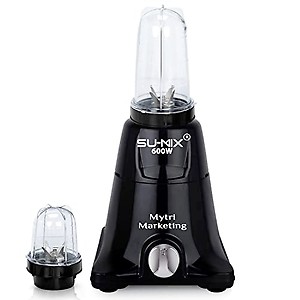 Su-mix 600-watts Nexon Mixer Grinder with 2 Bullets Jars (350ML Jar and 530ML Jar),MAN103, Black price in India.