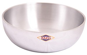 Hazel Aluminium Kadhai Cookware Tasra, 2600 ml, Silver price in India.