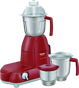 Maharaja Whiteline Stainless Steel Smart Chef Red Treasure 750-Watt Mixer Grinder, Standard, Red and Silver price in India.