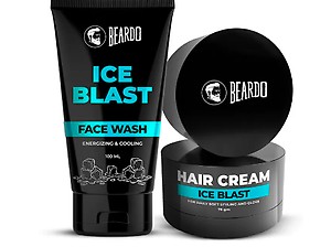 Beardo Ice Blast Facewash 100ml + Cooling Hair Cream (For Daily Use) 75g + FREE Charcoal Facewash
