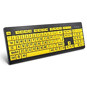 BOOGIIO Large Print Computer Keyboard, Wired USB High Contrast Keyboard with Oversized Print Letters for Visually Impaired Low Vision Individuals (Yellow+Black) price in India.