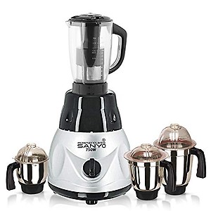 Masterclasssanyo Silver Color 750Watts Mixer Grinder with 2 Steel Jar (530ML Jar and 350ML Jar) MAN20-MCS-866 Make In India (ISI Certified) 100% Copper price in India.