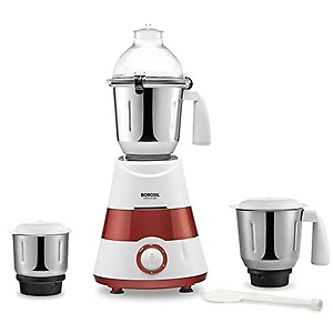 Borosil Supermax Mixer Grinder, For Wet/Dry Mixing & Grinding, 750 Watts, 3 Stainless Steel Jars(1.5 L Blending Jar, 1 L Dry/Wet Grinder, 400 ml Chutney Jar), Mixie For Kitchen, Red price in India.