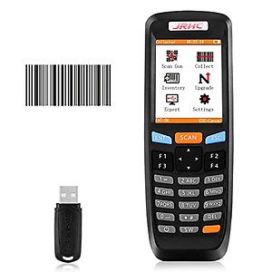 Portable Barcode Scanner JRHC 1D Collector with 2.4G Wireless USB Reciver Multifunctional 2.2 Inch LCD Screen Bar Code Reader for Werehouse Inventory Management Fast Scanning Supermarket price in India.