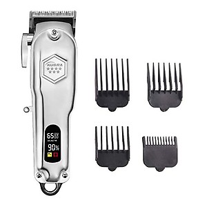 Kubra KB-409 Professional Cordless Rechargeable LED Display Hair Clipper Heavy Duty For Hair and Beard Cut (Silver) price in India.