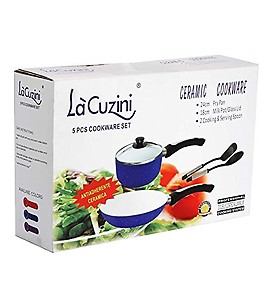 Lacuzini 5pcs Induction Based Red Cermaic Cookware Set price in India.