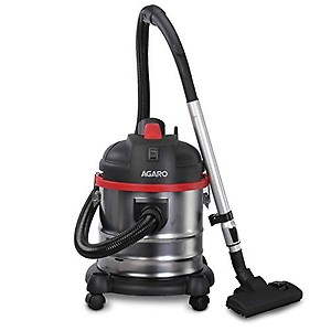 AGARO Ace Wet & Dry Vacuum Cleaner, 1600 Watts, 21.5 kPa Suction Power, 21 litres Tank Capacity, for Home Use, Blower Function, Washable 3L Dust Bag, Stainless Steel Body (Black/Red/Steel) price in India.