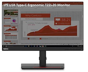 Lenovo ThinkVision T22i-20 21.5” (54.61 cms) FHD IPS (1920x1080) Monitor, USB, HDMI, DP, VGA, 60Hz Refresh Rate, Tilt, Pivot, Swivel, Height Adjust Stand (61FEMAR6WW)-Raven Black price in India.