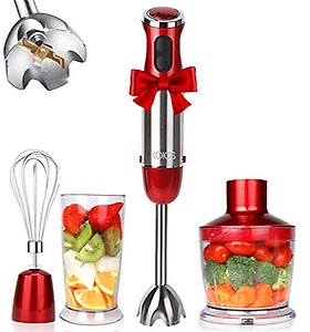KOIOS Powerful 500 Watt Hand Blender Setting 6-12 Variable Speeds,4-in-1 Immersion Blender Includes Food Processor, BPA-Free Beaker and Stainless Steel Egg Whisk - Rose Red price in India.