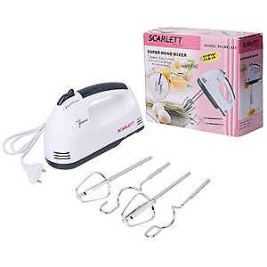 Holyratna Electric 7 Speed Hand Mixer with 4 Pieces Stainless Blender, Bitter for Cake/Cream Mix, Food Blender, Beater for Kitchen || Beater for Cake, White, Medium price in India.