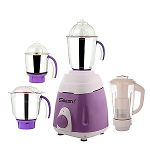 Sunmeet Galaxy 1000 Watts Mixer Grinder with 2 Bullet Jar (Silver) price in .