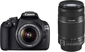 Canon EOS 1200D Kit (EF S18-55 IS II + 55-250 mm IS II) (Black) price in India.