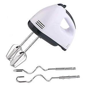 Stupefying Hand Mixer Whisker 300W Super Electric 7 Speed Hand Held Cake/Egg Easy Mix with 4 Stainless Steel Attachments, White/Black price in India.