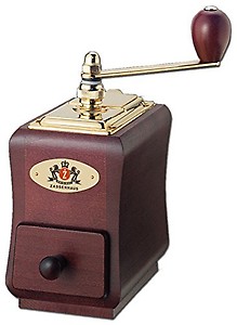 Coffee Mill "Santiago", mahogany stained beechwood, 3.5" x 5.5" x 7.8" price in India.