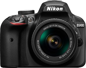 Nikon D3400 with (AF-P DX 18-55mm VR Lens) DSLR Camera price in India.