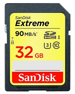SanDisk Extreme 32 GB SDXC Class 10 90 MB/s Memory Card price in India.