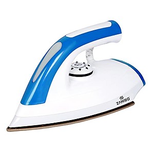 ZANIBO ZEI-037 Plastic Dry Iron 1000W Lightweight Electric Iron with Golden Coated Soleplate - Color - White price in India.