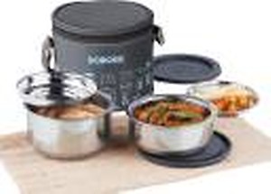 Borosil - Carry Fresh Stainless Steel Insulated Lunch Box Set of 2, 280ml, Grey price in India.
