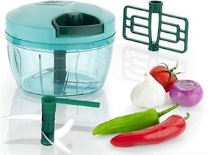 Handy Mini Plastic Chopper Vegetable Cutter with 3 Blades and Pull Handle Fruit Cutter Fruit Chopper Chilly Chopper Onion Cutter, Set of 1, Green Vegetable & Fruit Chopper (1) price in India.
