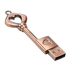 Tobo Heart Key 8G USB Flash Pen Drive Driver Memory Stick USB Thumb Stick Waterproof Retro Metal Key Ring pendrive (8GB) price in India.