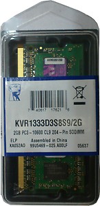 KINGSTON DDR3 2 GB Laptop DRAM (KVR1333D3S8S9/2G) price in India.