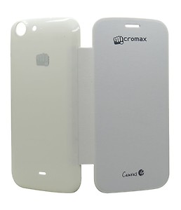 White Flip Cover Case Back For Micromax Bolt A67 price in India.