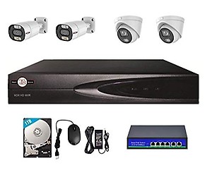 ITS 10Ch 5MP NVR H.265 XMeye App Cloud ID and 2 x 5MP Color Night & IR PoE IP Bullet Camera + 2 X 5MP Color Night & IR PoE IP Dome Camera Kit with 1TB Hardisk price in India.