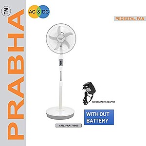 Prabha Solar 15Watt (16-inch) AC/DC Rechargeable White Pedestal Fan with REIL 20Watt PV Solar Panel price in India.