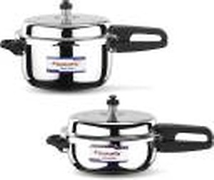 Butterfly present Blueline 3.0 & 5.0 liter common Lid combo of pure stainless steel 3 L, 5 L Induction Bottom Pressure Cooker  (Stainless Steel) price in India.