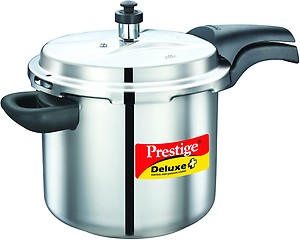 Prestige Deluxe Alpha Outer Lid Stainless Steel Deep Pan Pressure Cooker, 5 Litres, Silver price in India.