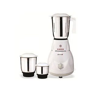 SINGER Duro Plus 500-Watt Heavy Duty Mixer Grinder For Kitchen | Stainless Steel 3 Jars-1250ML,700ML,350ML | 3 Speed Control & Pulse Switch | Shock Proof ABS | Overload Protection | 2 Years Warranty price in India.