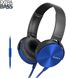 SONY XB450AP Wired Headset  (Blue, On the Ear) price in .