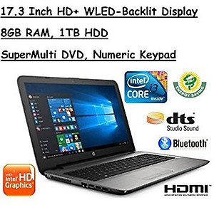 2017 Newest Edition HP 17.3 Inch HD+ (1600x900) SVA BrightView Premium High Performance WLED-Backlit Laptop, Intel Core i3-6100U 2.3GHz, 8GB RAM, 1TB HDD, Win10 price in India.