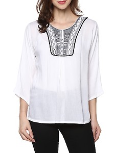 white rayon casual top