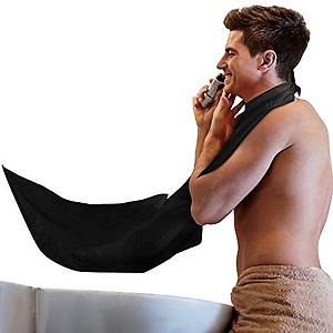 Beard Apron, Non-Stick Shaving Hair Catcher for Men with 2 Suction Cups, Waterproof Beard Bib Cape Grooming set for Trimming, Best Fathers Gifts for Men - Black price in India.