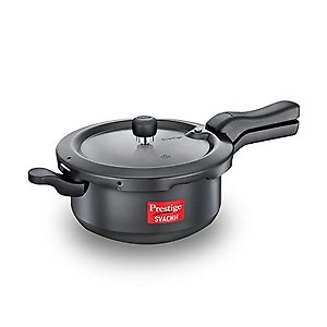 Prestige Svachh 3.5 Litre Outer Lid Pressure Cooker with hard anodized Body (Black) price in India.