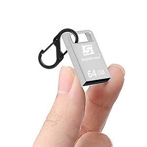 Simmtronics 64 GB Tiny Pendrive Mini Size USB 2.0 Flash Drive Full Metal Body with Anti Lost Hook price in India.
