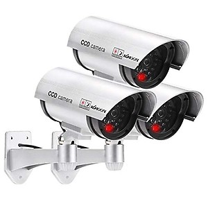 MOHAK 3PCS IR Security CCTV False Outdoor CCD Camera Fake Dummy Security Camera