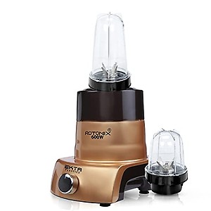 Rotomix 600-watts Mixer Grinder with 2 Bullet Jars (530ML and 350ML) EPMG718, Color BlackGold price in India.